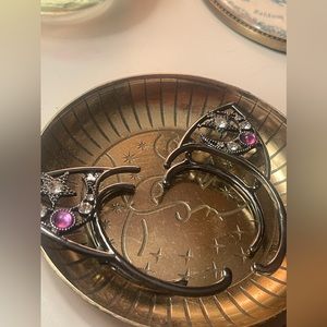 Purple Stone Cat Ear ear clips